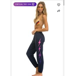 Aviator Nation Navy Bolt 4 Jogger Sweatpants XS athleisure gorpcore luxury